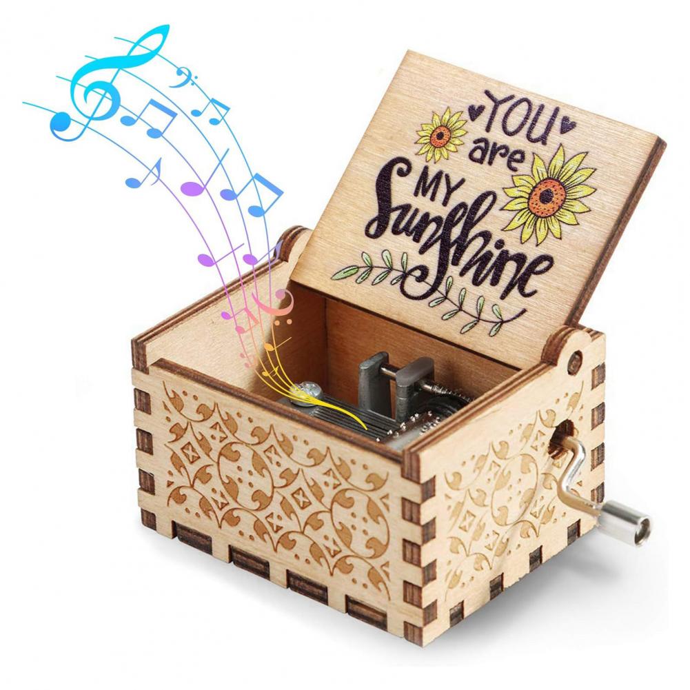 Musical Instrument Cajon - 6.4* 5.2cm Mini Music Box Rotary