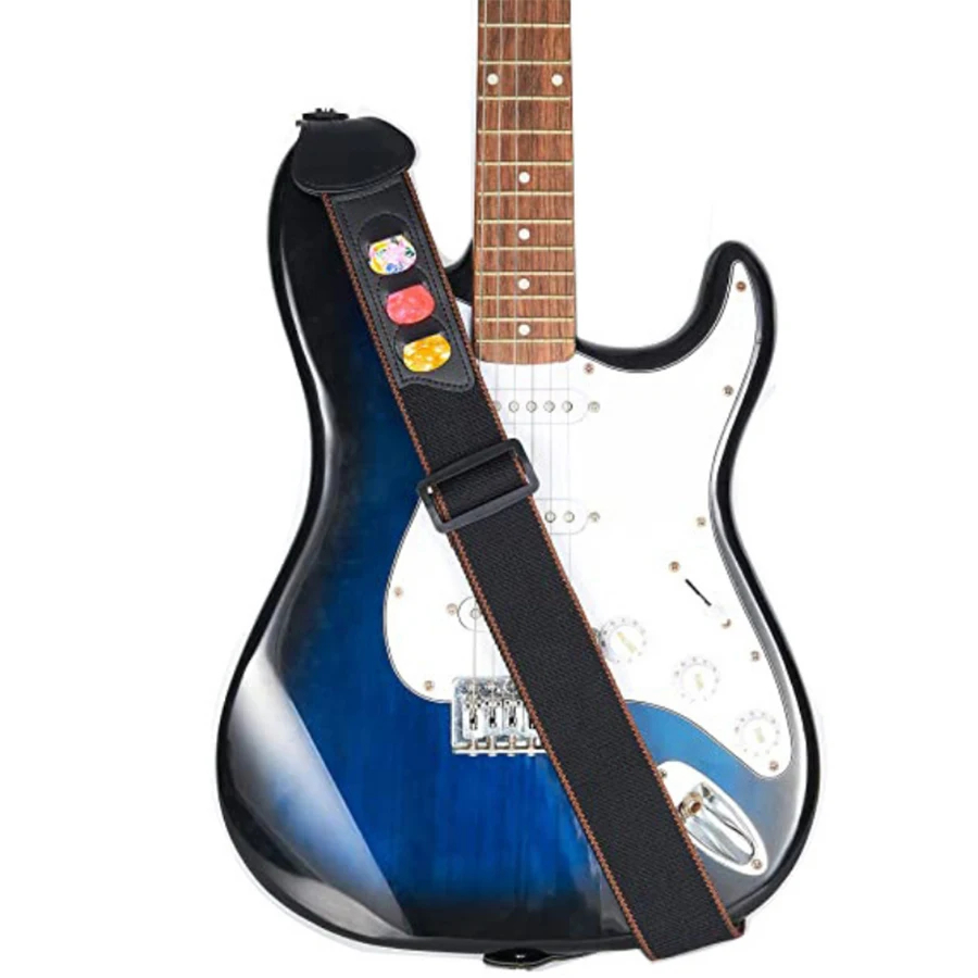 7Pcs/Set Guitar Strap Black PU - Musical Instrument Types 评论和价格