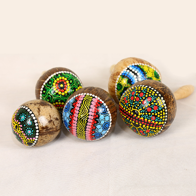 Painted Coconut Shell Maracas  - Musical Instrument Maraca 评论和价格