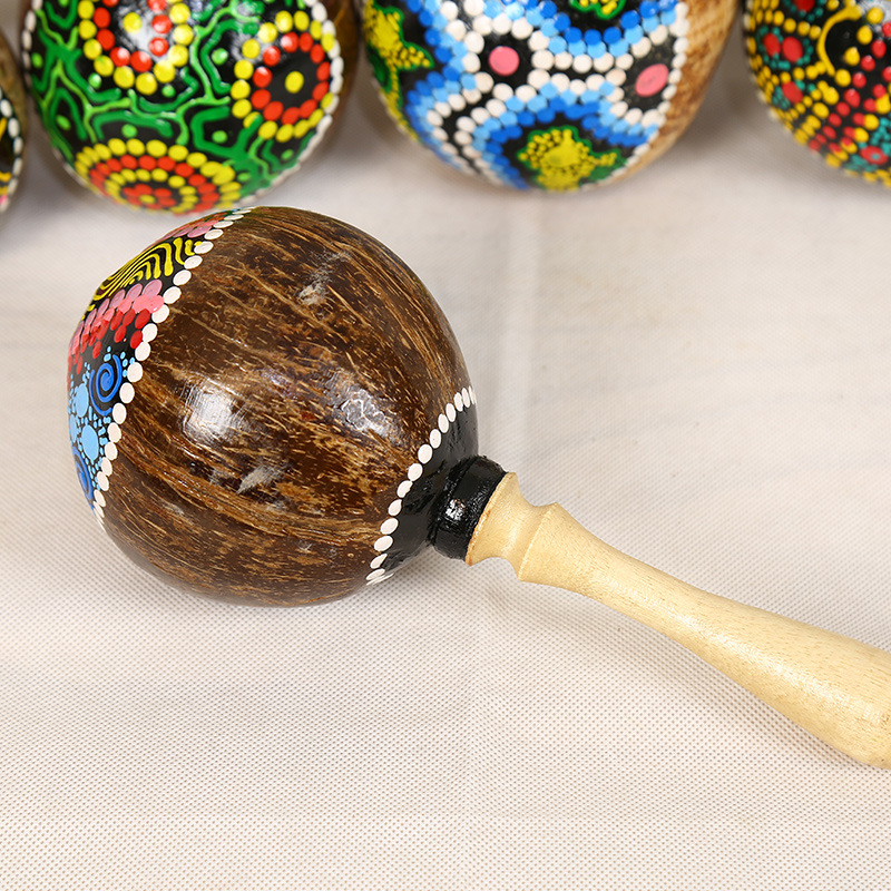 Painted Coconut Shell Maracas  - Musical Instrument Maraca 评论和价格