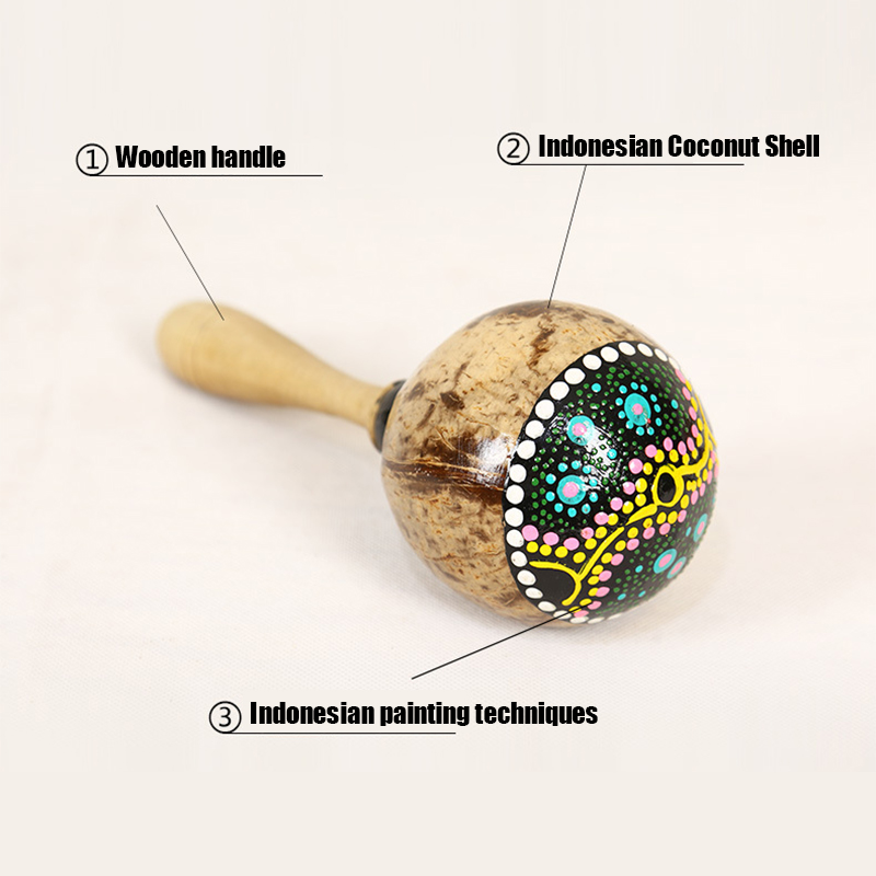 Painted Coconut Shell Maracas  - Musical Instrument Maraca 评论和价格