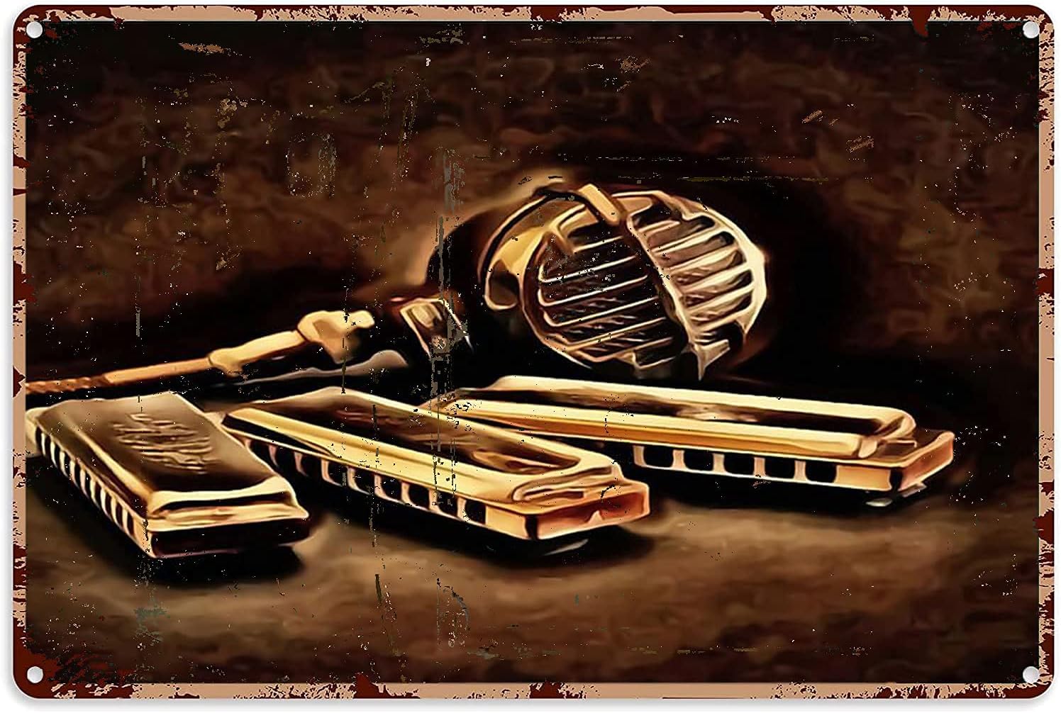 Pzecaru Harmonica Lovers Metal - Musical Instrument Sign 评论和价格
